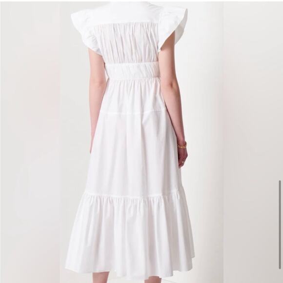 NWT Derek Lam 10 Crosby Greta Flutter Sleeve Dress in White - Picture 6 of 6